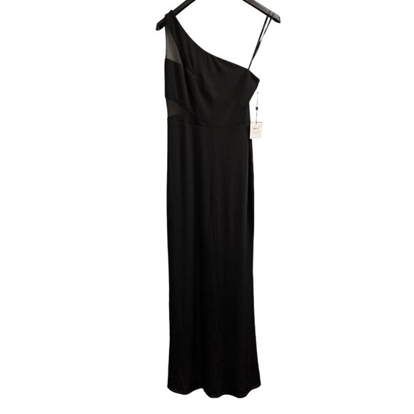 Laundry by Shelli Segal Dres Women 4 Black One Shoulder Cut Out Mesh Gown Event - Picture 1 of 11